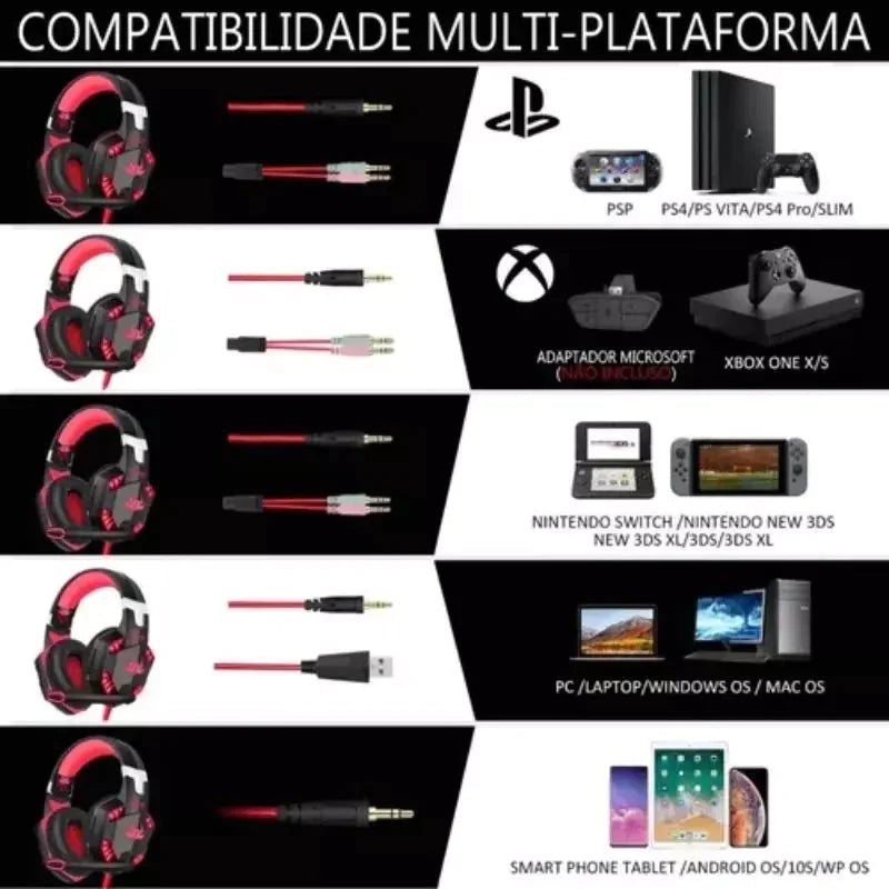 Head Fone Gammer Pc Tablet Celular Ps3 Ps4 Xbox + Frete Grátis + Envio Imediato + Brinde